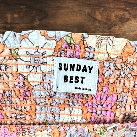 Aritzia Sunday Best Babydoll Floral Mini Dress | Pink Orange Ivory | Size S - Picture 6 of 7